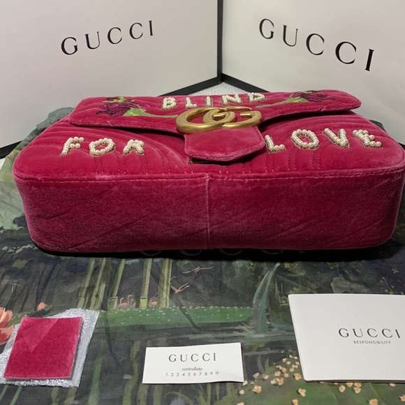 NWT Gucci GG Velvet Marmont Medium Blind for Love - Picture 10 of 12